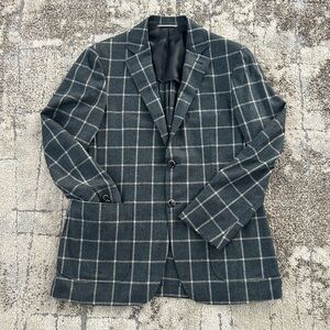 Canali Kei Windowpane Wool Blazer – Size 50R (34US) – Made in Italy